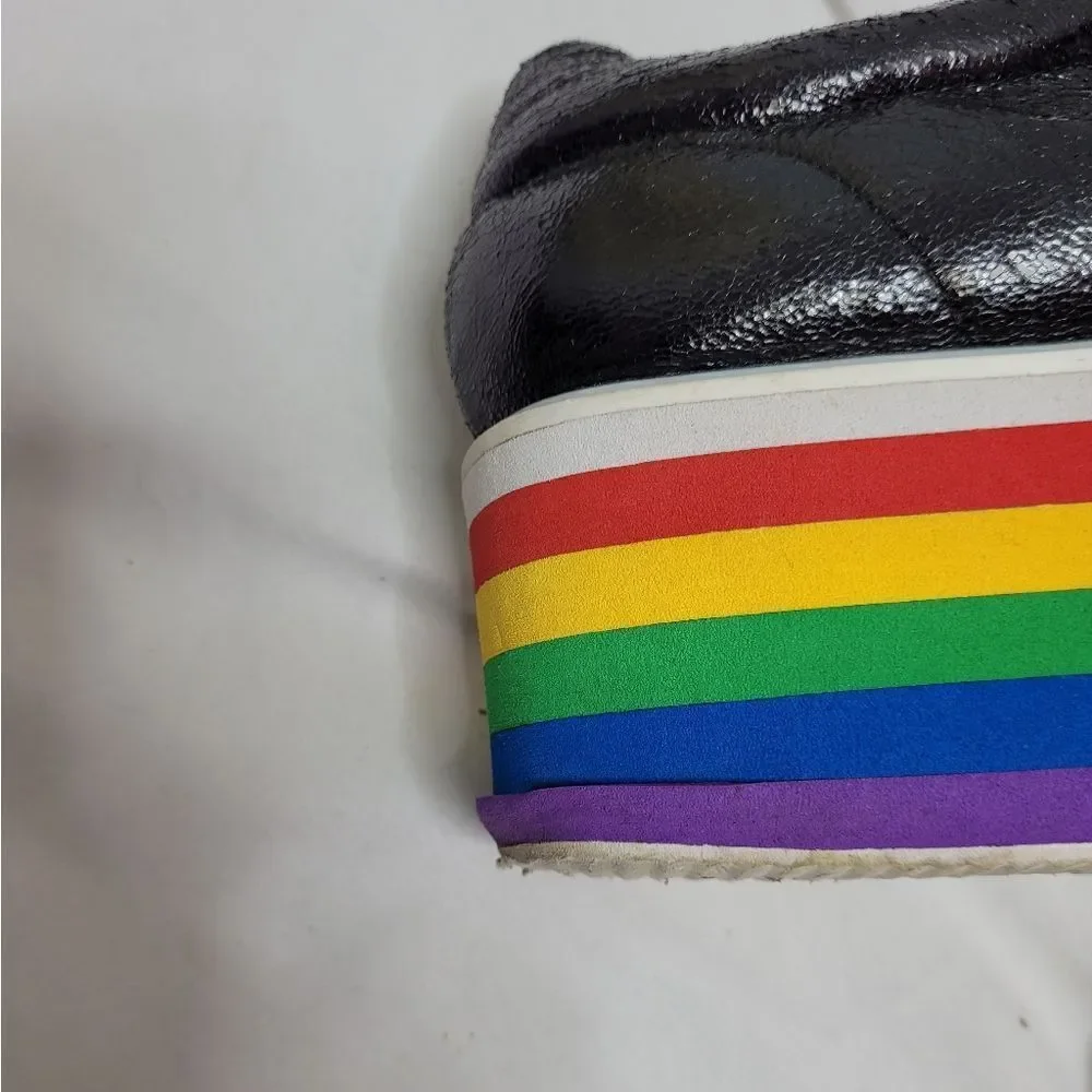 CAPE ROBBIN Momo platform sneaker rainbow black metallic lace up‎ clowncore 10